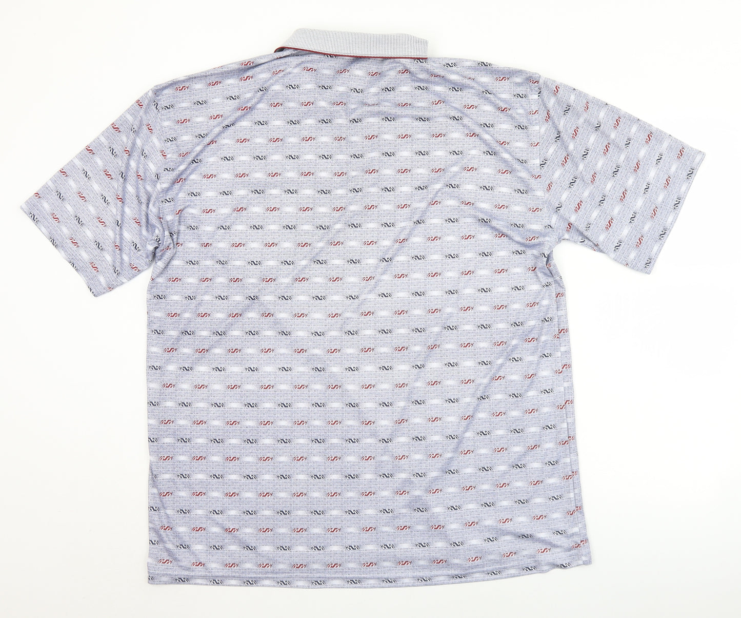 High Street Mens Blue Geometric Cotton  Polo Size 2XL Collared Button