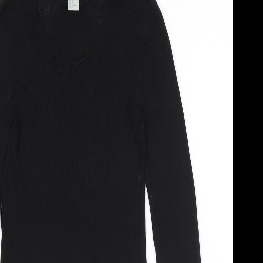 H&M Womens Black  Acrylic Basic T-Shirt Size M Round Neck