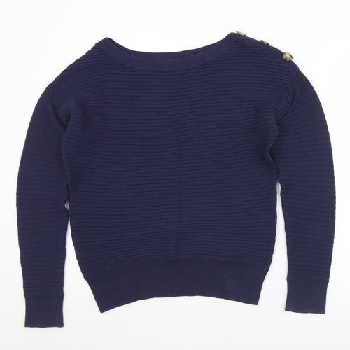Gap Womens Blue Boat Neck  Cotton Pullover Jumper Size M
