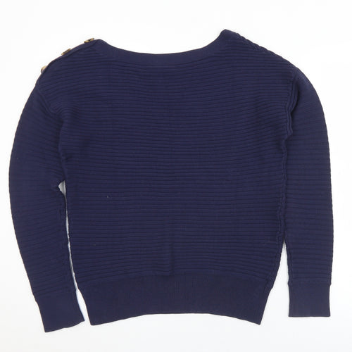 Gap Womens Blue Boat Neck  Cotton Pullover Jumper Size M