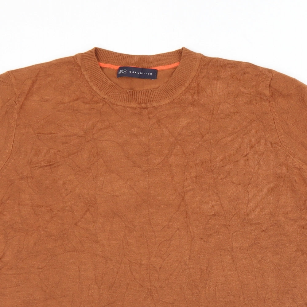 Marks and Spencer Womens Brown Crew Neck  Viscose Pullover Jumper Size 14
