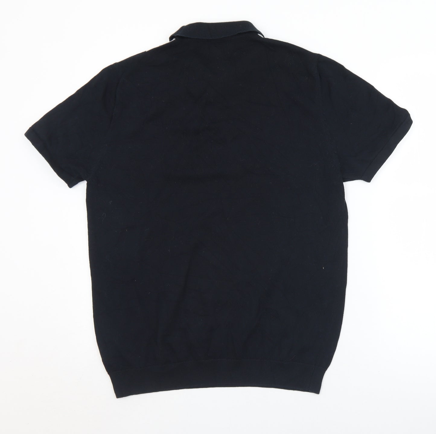 NEXT Mens Black Striped Cotton  Polo Size M Collared Button