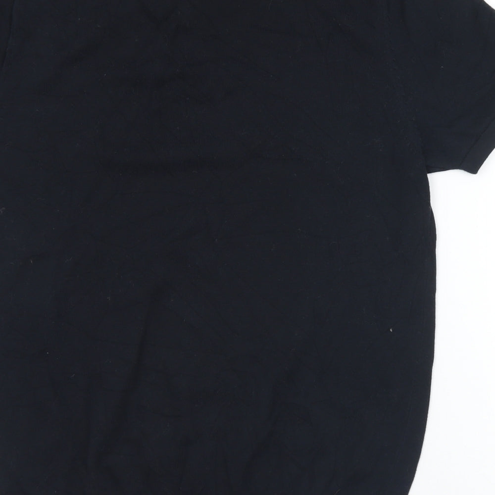 NEXT Mens Black Striped Cotton  Polo Size M Collared Button