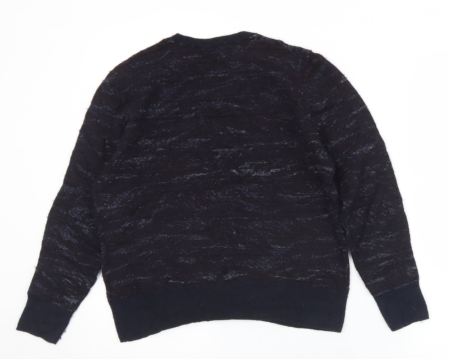 All Saints Womens Black Crew Neck  Cotton Pullover Jumper Size XL