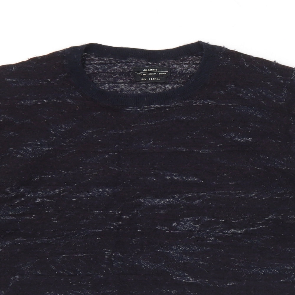 All Saints Womens Black Crew Neck  Cotton Pullover Jumper Size XL