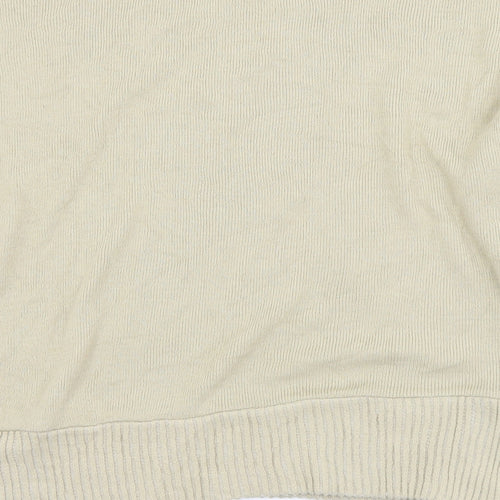 PRETTYLITTLETHING Womens Beige Boat Neck Striped Acrylic Pullover Jumper Size L