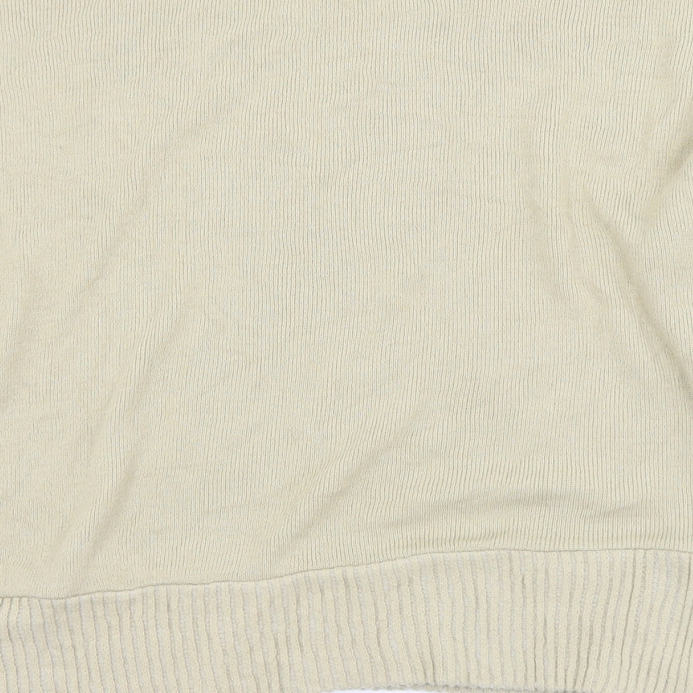 PRETTYLITTLETHING Womens Beige Boat Neck Striped Acrylic Pullover Jumper Size L