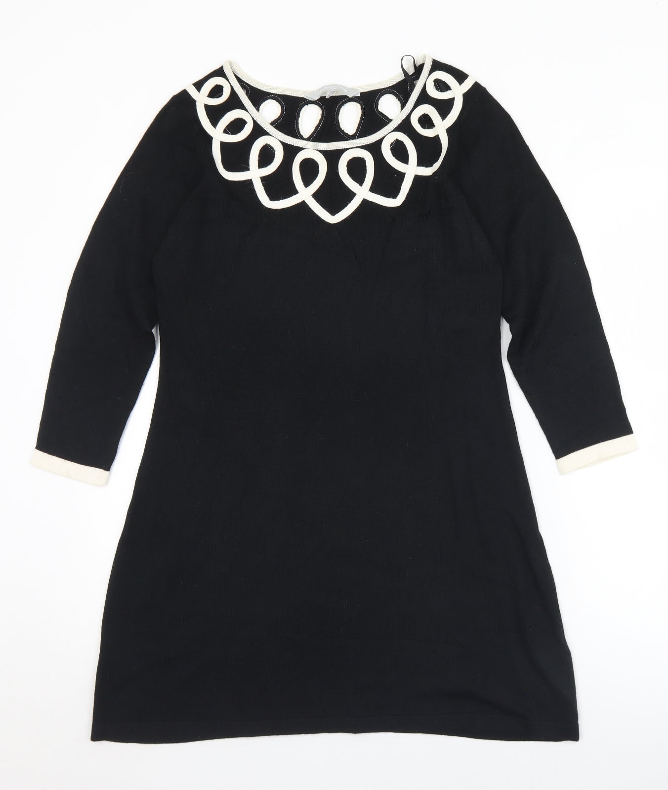 Debenhams Womens Black Round Neck  Acrylic Tunic Jumper Size 12