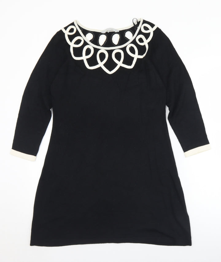 Debenhams Womens Black Round Neck  Acrylic Tunic Jumper Size 12