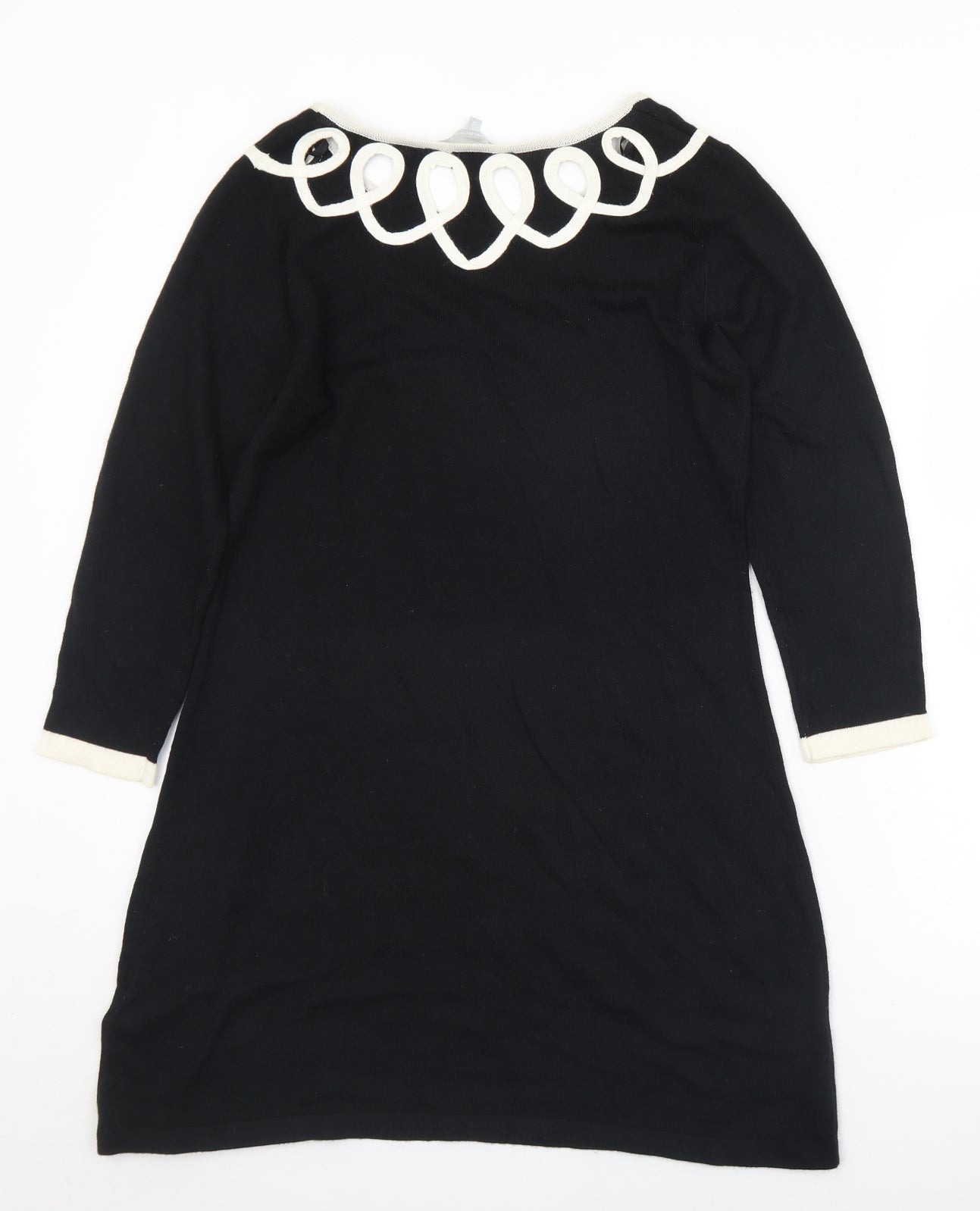 Debenhams Womens Black Round Neck  Acrylic Tunic Jumper Size 12