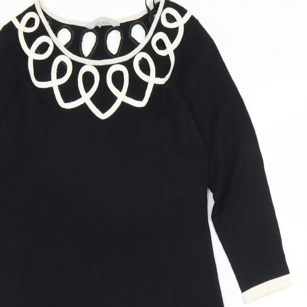 Debenhams Womens Black Round Neck  Acrylic Tunic Jumper Size 12