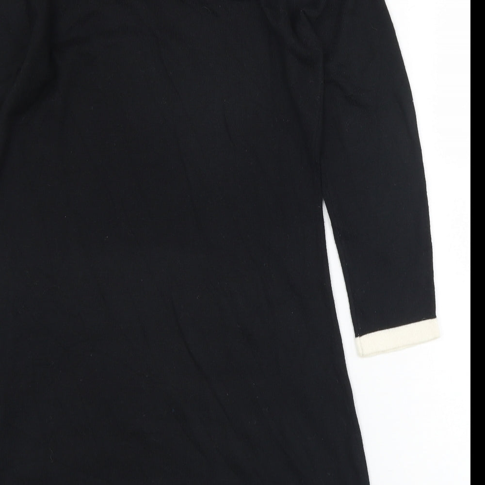 Debenhams Womens Black Round Neck  Acrylic Tunic Jumper Size 12