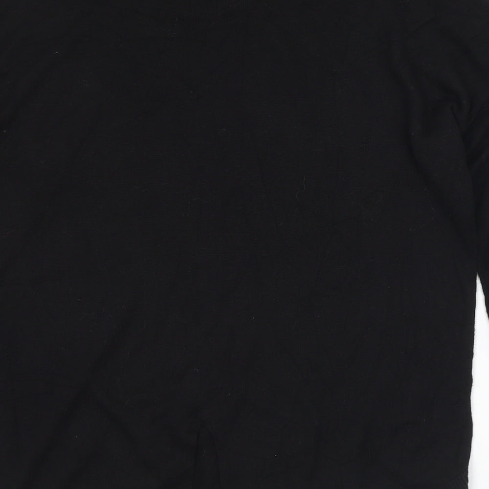 Oasis Womens Black Round Neck  Viscose Pullover Jumper Size S