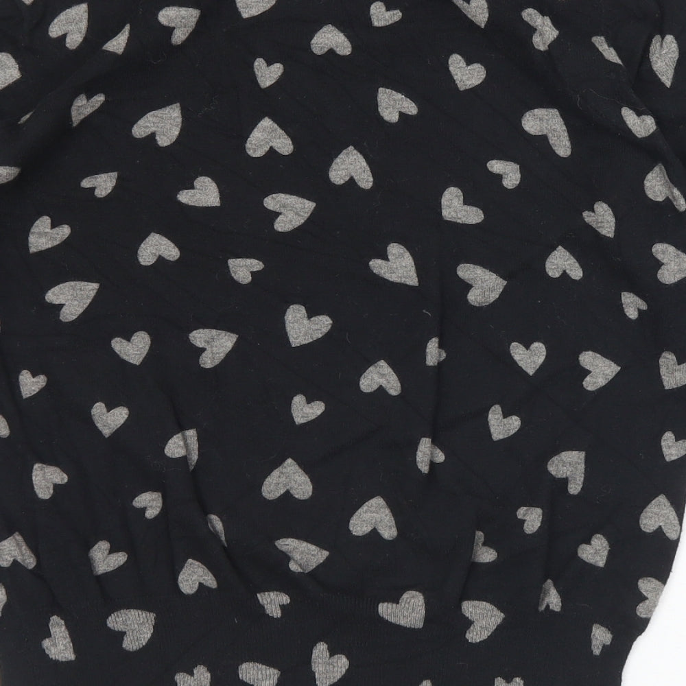 NEXT Womens Black Boat Neck Geometric Cotton Pullover Jumper Size 14   - Hearts