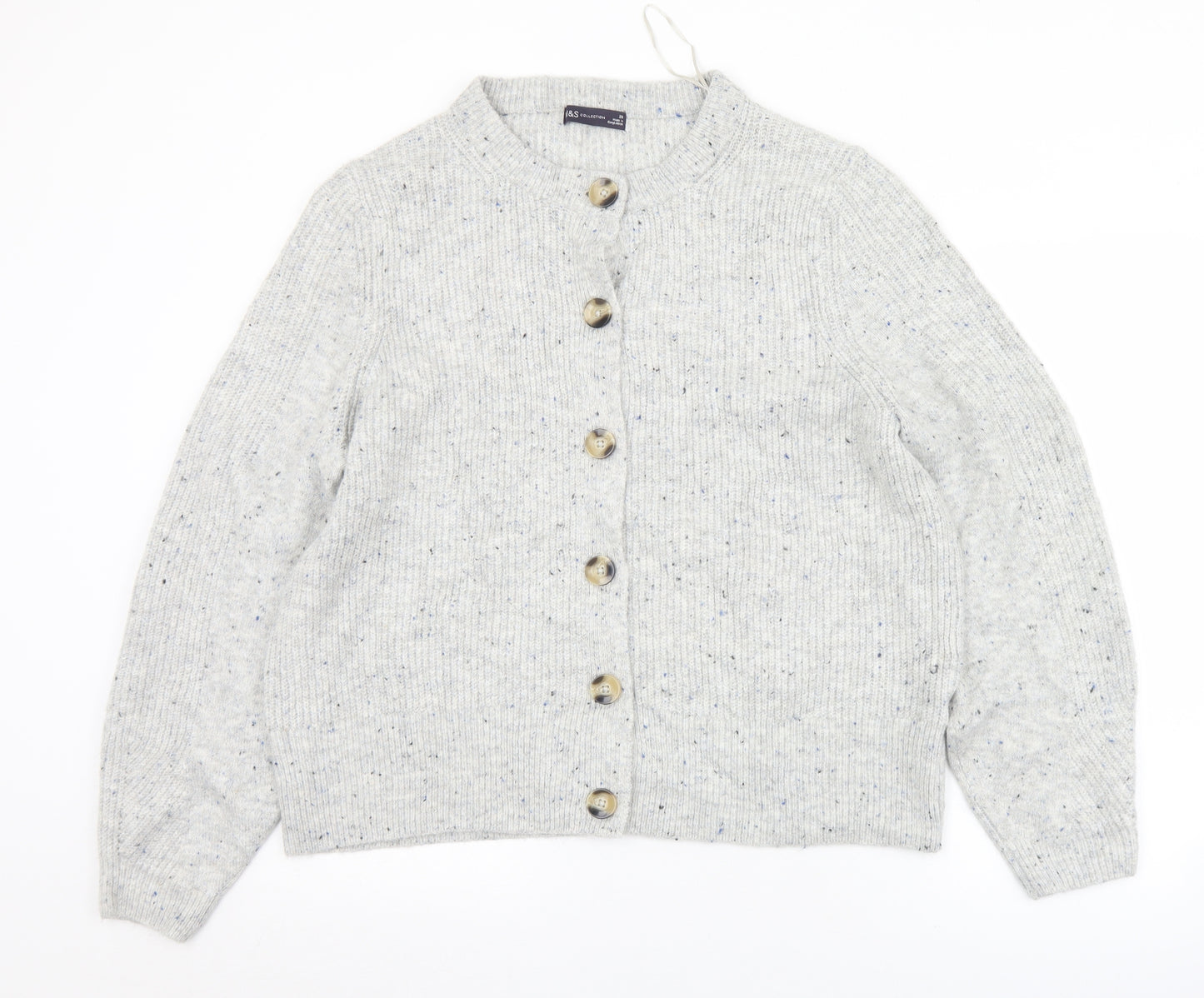 Marks and Spencer Womens Grey Crew Neck  Acrylic Cardigan Jumper Size 20