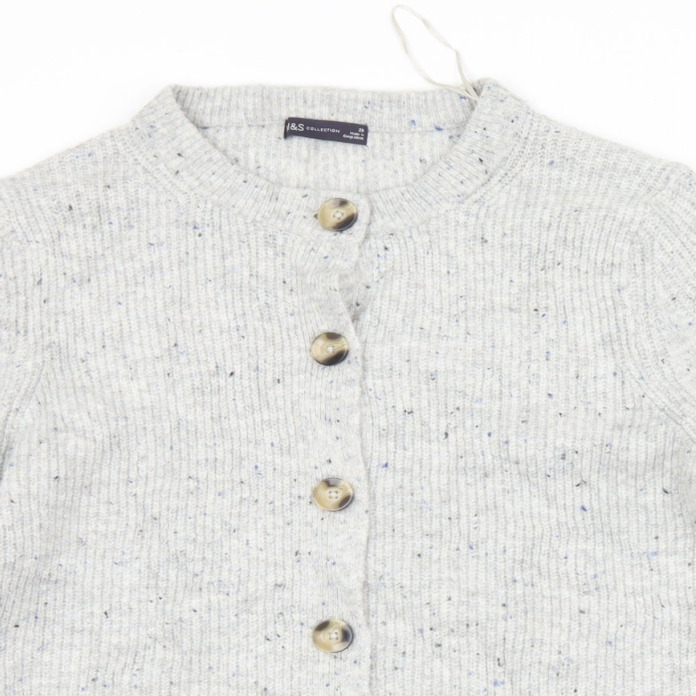 Marks and Spencer Womens Grey Crew Neck  Acrylic Cardigan Jumper Size 20