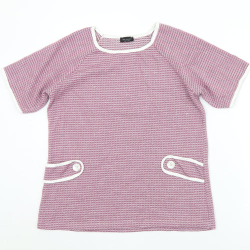 Luca Vanucci Womens Purple Geometric Acrylic Jersey T-Shirt Size M Round Neck