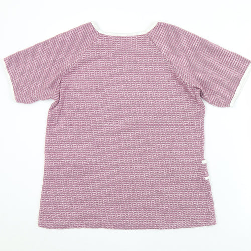 Luca Vanucci Womens Purple Geometric Acrylic Jersey T-Shirt Size M Round Neck