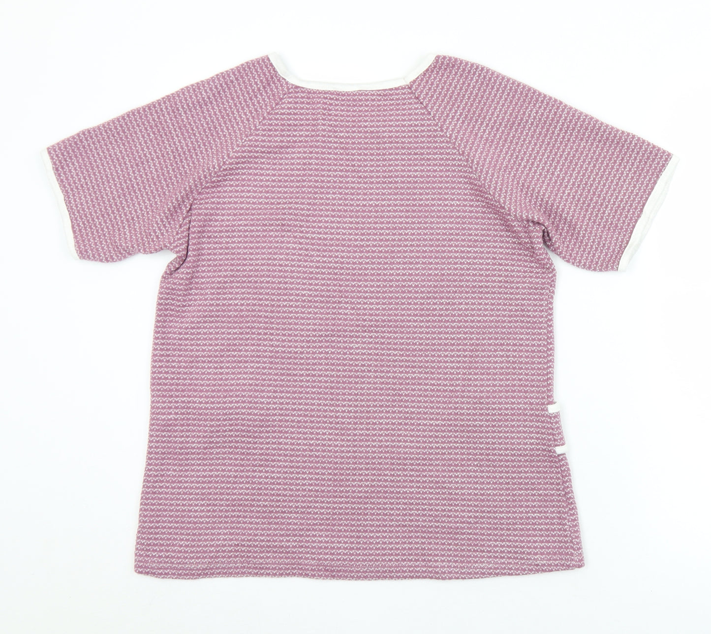 Luca Vanucci Womens Purple Geometric Acrylic Jersey T-Shirt Size M Round Neck