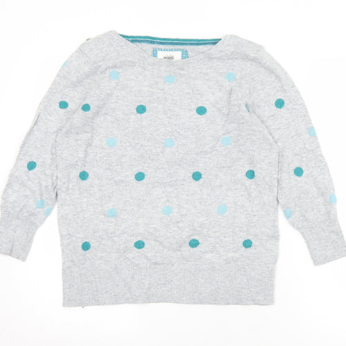 Maine Womens Grey Round Neck Polka Dot Nylon Pullover Jumper Size 12