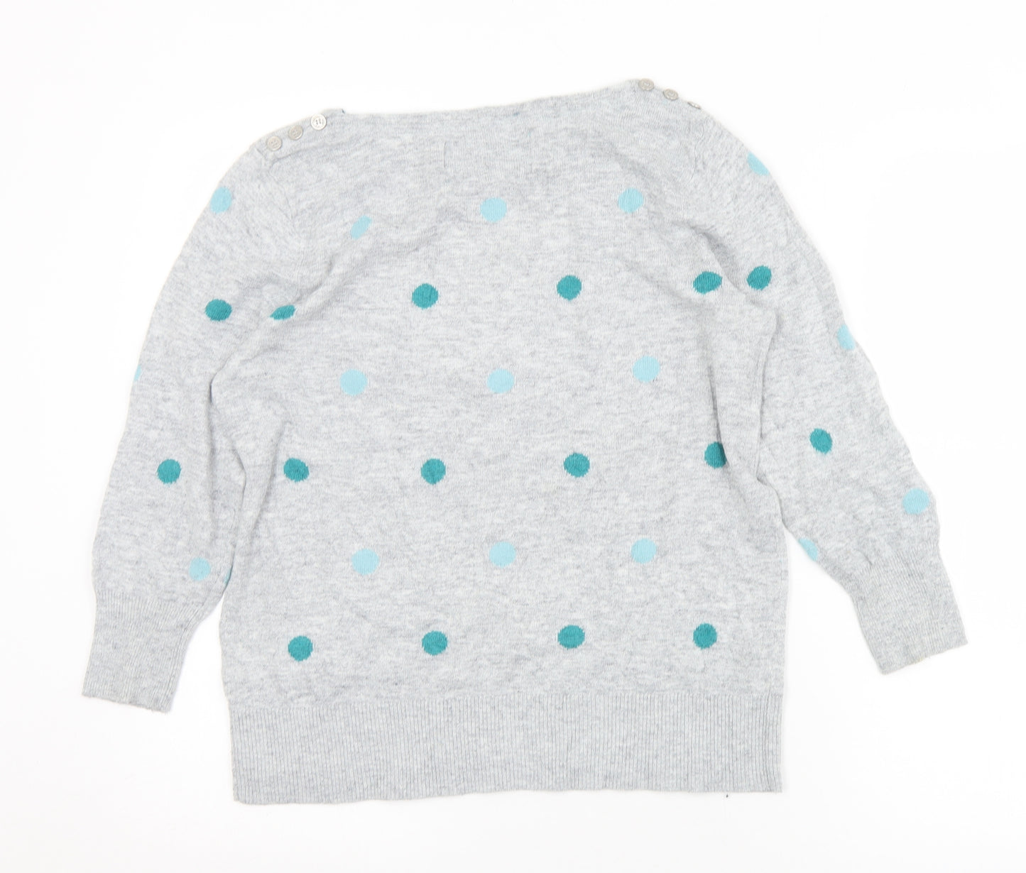 Maine Womens Grey Round Neck Polka Dot Nylon Pullover Jumper Size 12