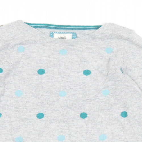 Maine Womens Grey Round Neck Polka Dot Nylon Pullover Jumper Size 12