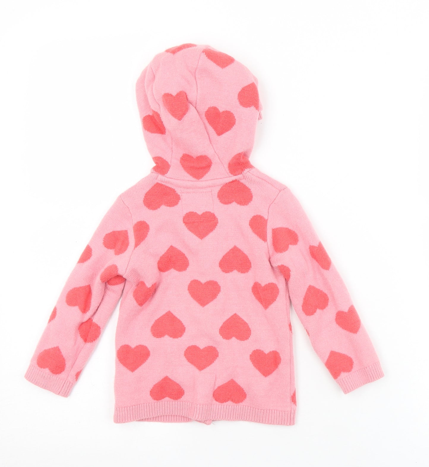 F&F Girls Pink Geometric Vinyl Cardigan Jumper Size 9-12 Months  Button - Hearts