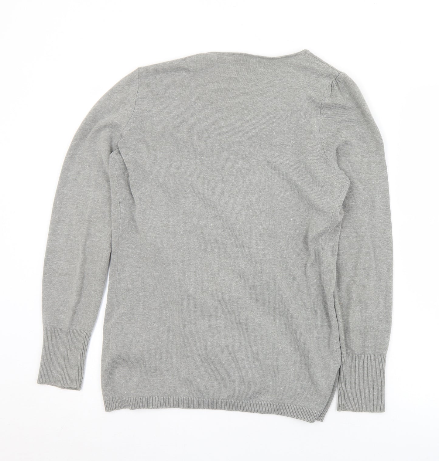 B.C. Best Connections Womens Grey V-Neck  Cotton Cardigan Jumper Size 12