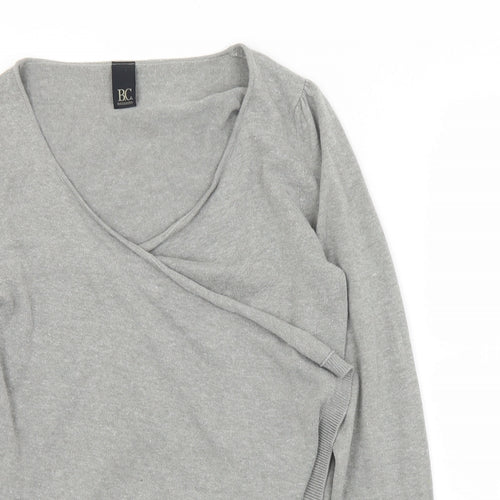 B.C. Best Connections Womens Grey V-Neck  Cotton Cardigan Jumper Size 12