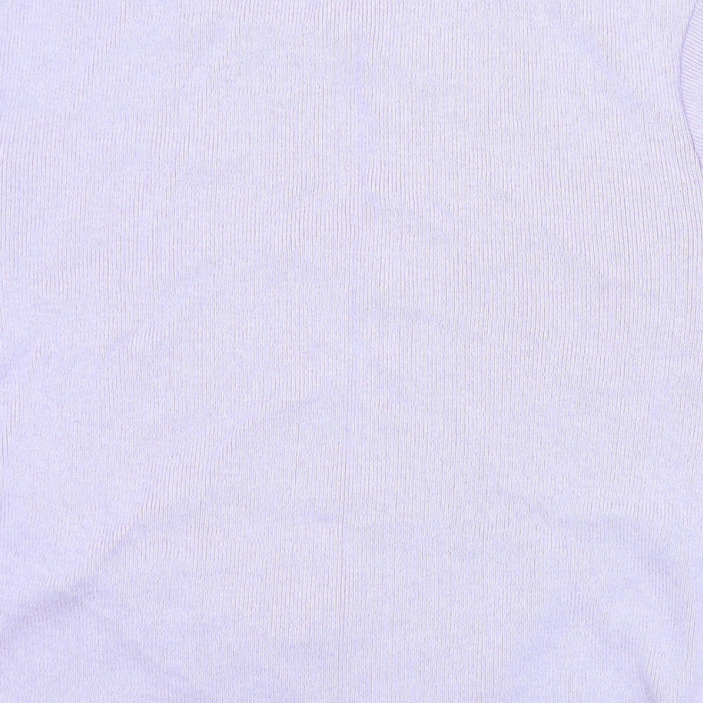 Preworn Womens Purple Round Neck Floral Acrylic Cardigan Jumper Size 12