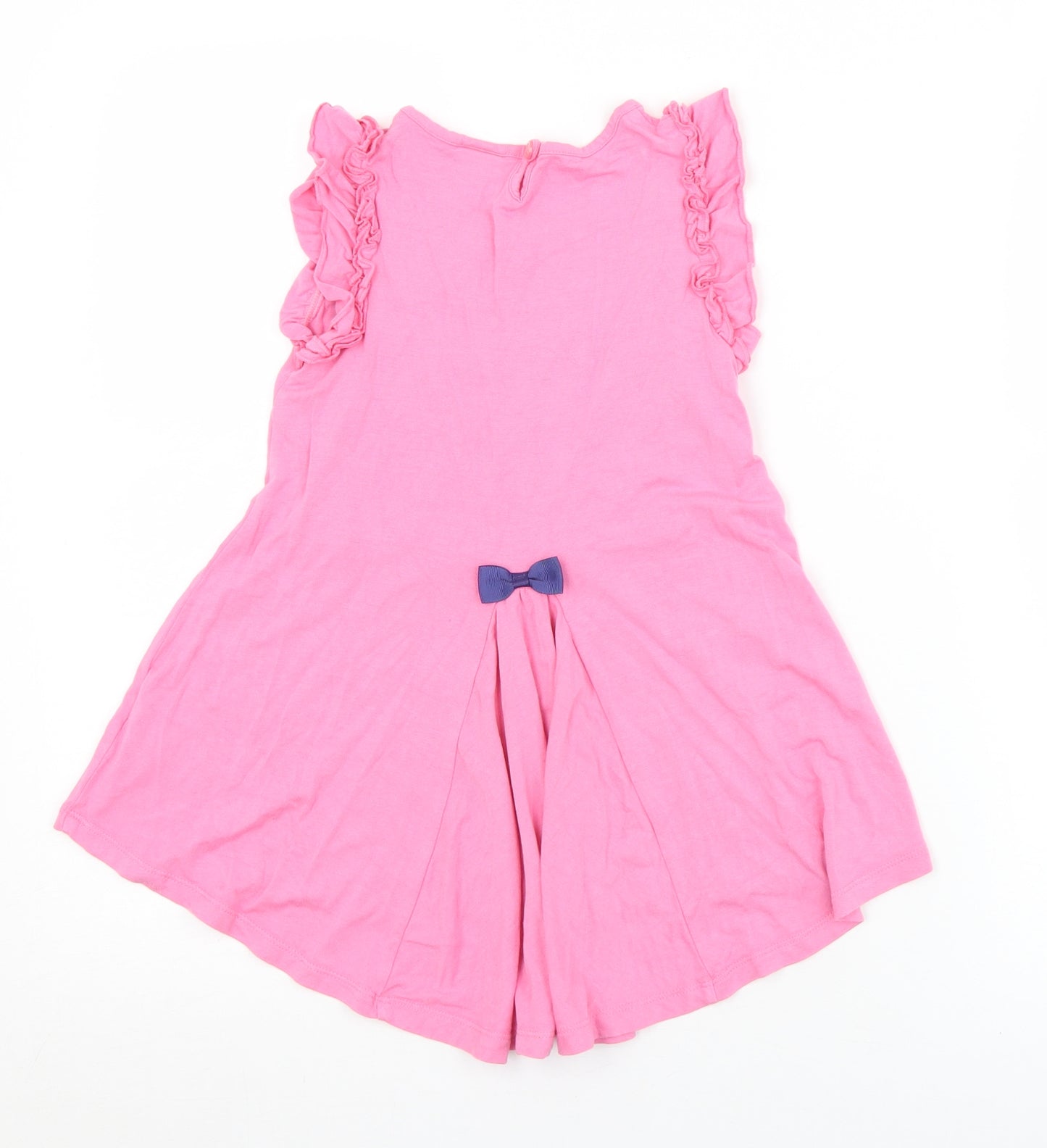 Disney Girls Pink  Viscose Tunic T-Shirt Size 5-6 Years Round Neck Button - Minnie Mouse