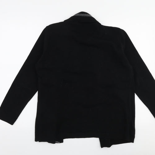 Envy Womens Black Round Neck Striped Acrylic Cardigan Jumper Size M