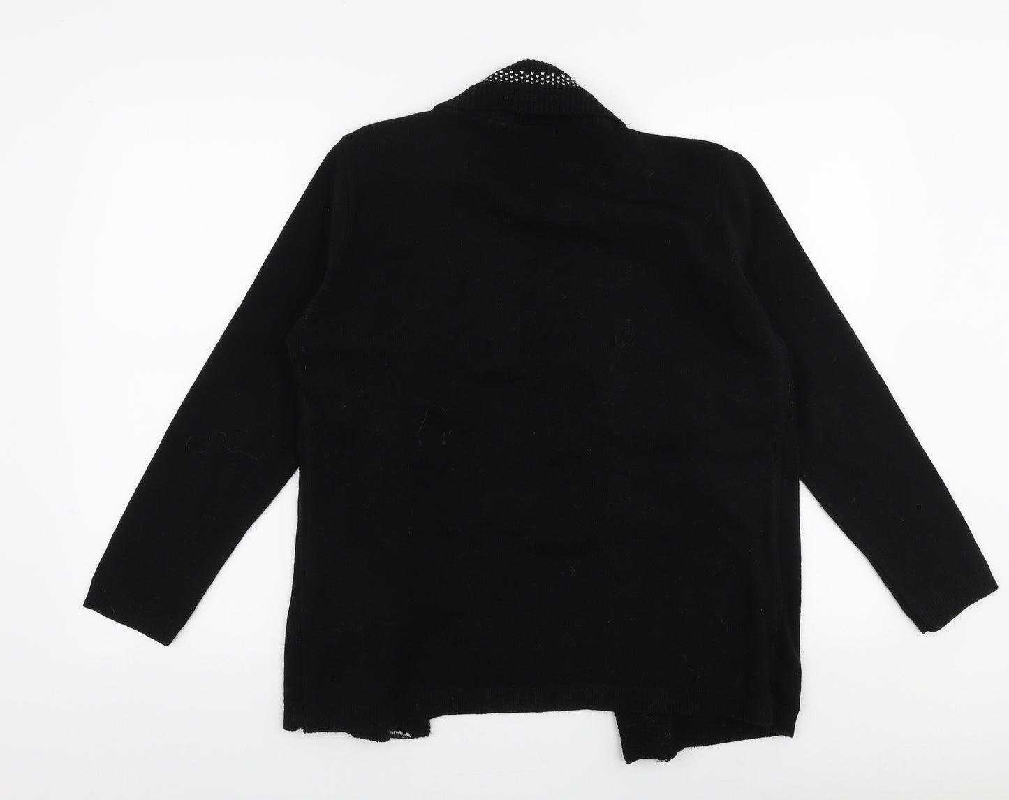 Envy Womens Black Round Neck Striped Acrylic Cardigan Jumper Size M