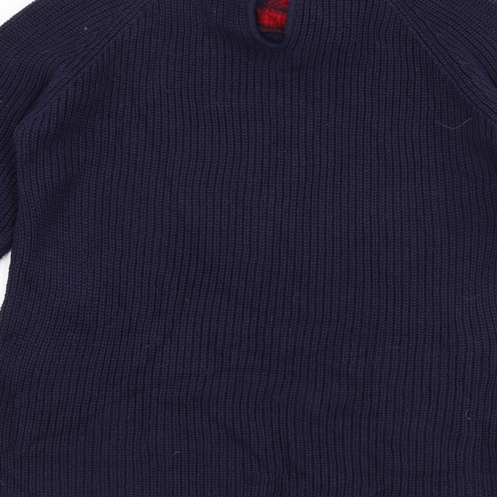 NEXT Womens Blue Collared Check 100% Cotton Pullover Jumper Size 10