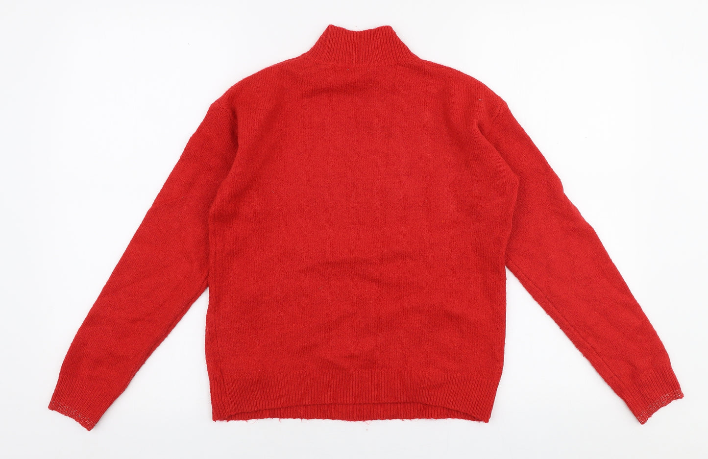 NEXT Girls Red High Neck  Polyester Pullover Jumper Size 11 Years  Pullover - Christmas Reindeer