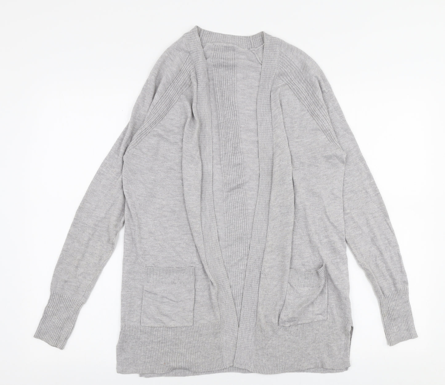 F&F Womens Grey V-Neck  Nylon Cardigan Jumper Size 6