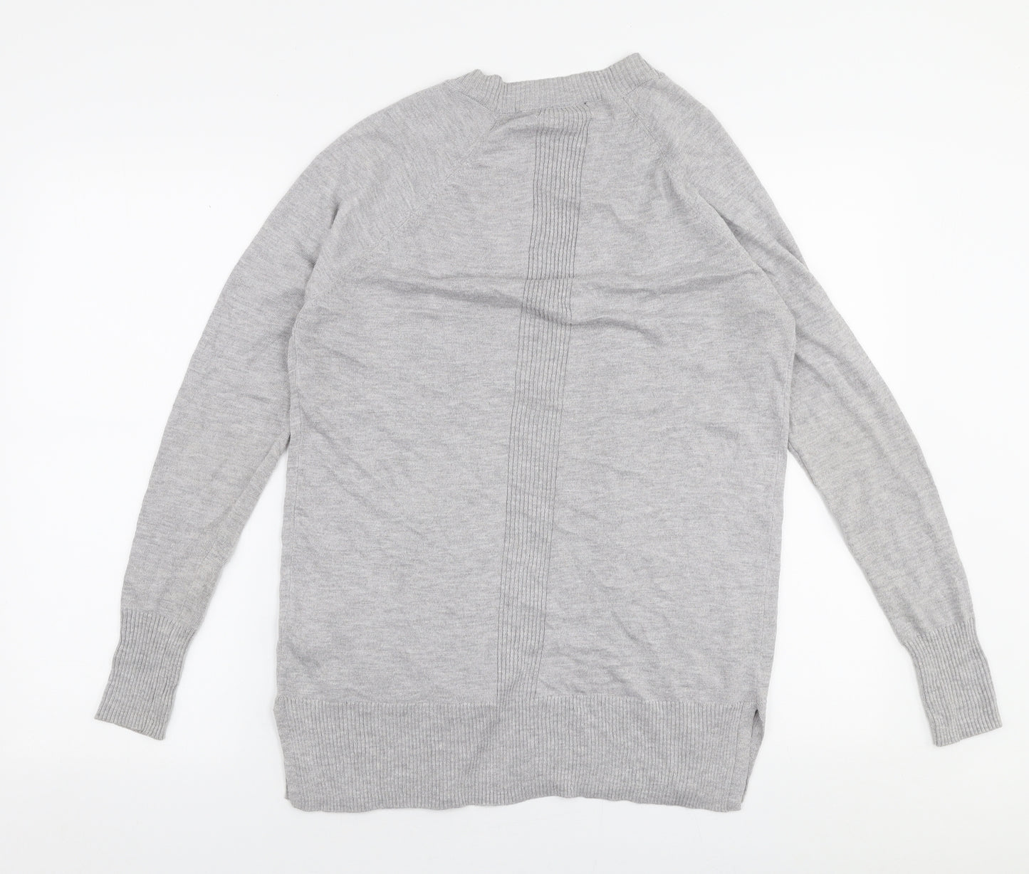 F&F Womens Grey V-Neck  Nylon Cardigan Jumper Size 6