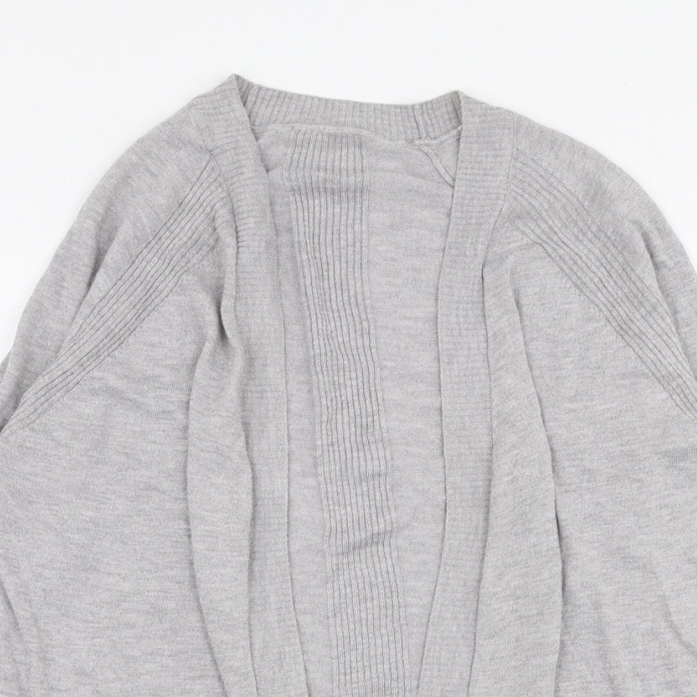 F&F Womens Grey V-Neck  Nylon Cardigan Jumper Size 6