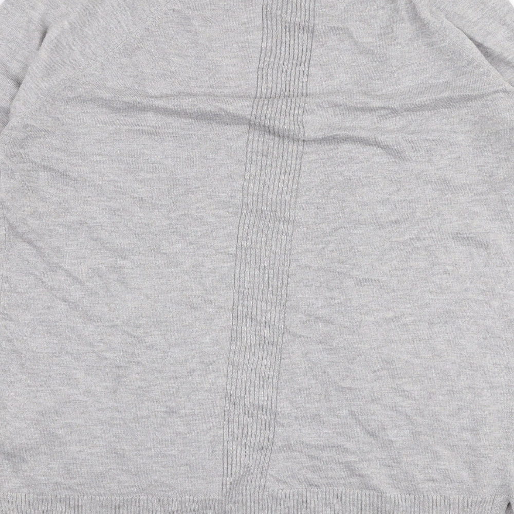 F&F Womens Grey V-Neck  Nylon Cardigan Jumper Size 6
