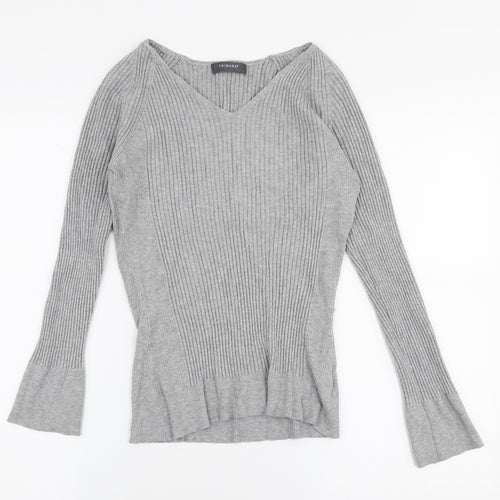 Primark Womens Grey V-Neck  Viscose Pullover Jumper Size L