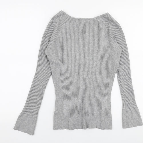 Primark Womens Grey V-Neck  Viscose Pullover Jumper Size L