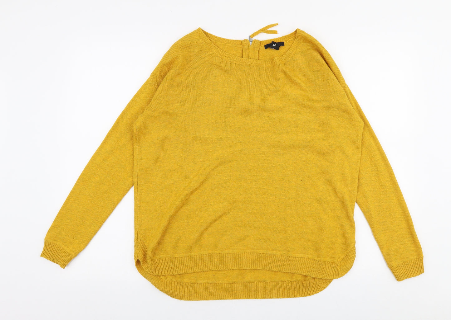 H&M Womens Yellow Round Neck  Acrylic Pullover Jumper Size M