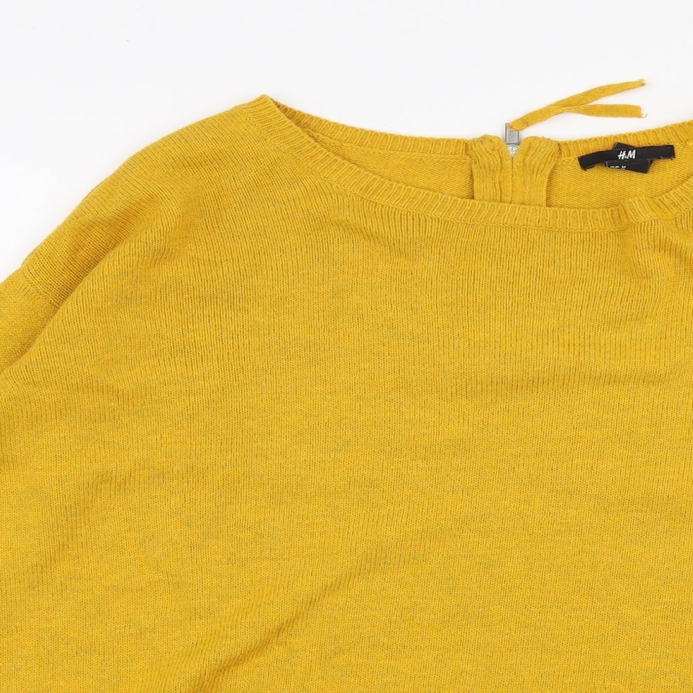 H&M Womens Yellow Round Neck  Acrylic Pullover Jumper Size M