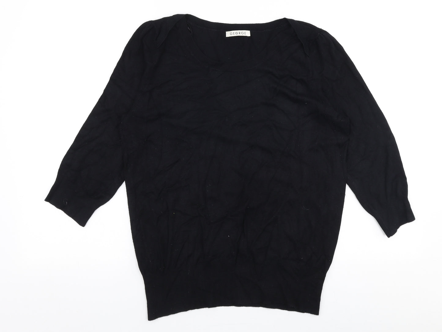 George Womens Black V-Neck  Viscose Pullover Jumper Size 16