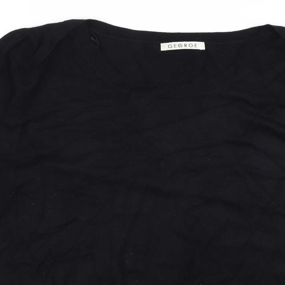 George Womens Black V-Neck  Viscose Pullover Jumper Size 16