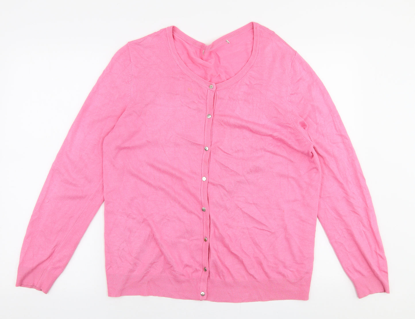 George Womens Pink Round Neck  Viscose Cardigan Jumper Size 18