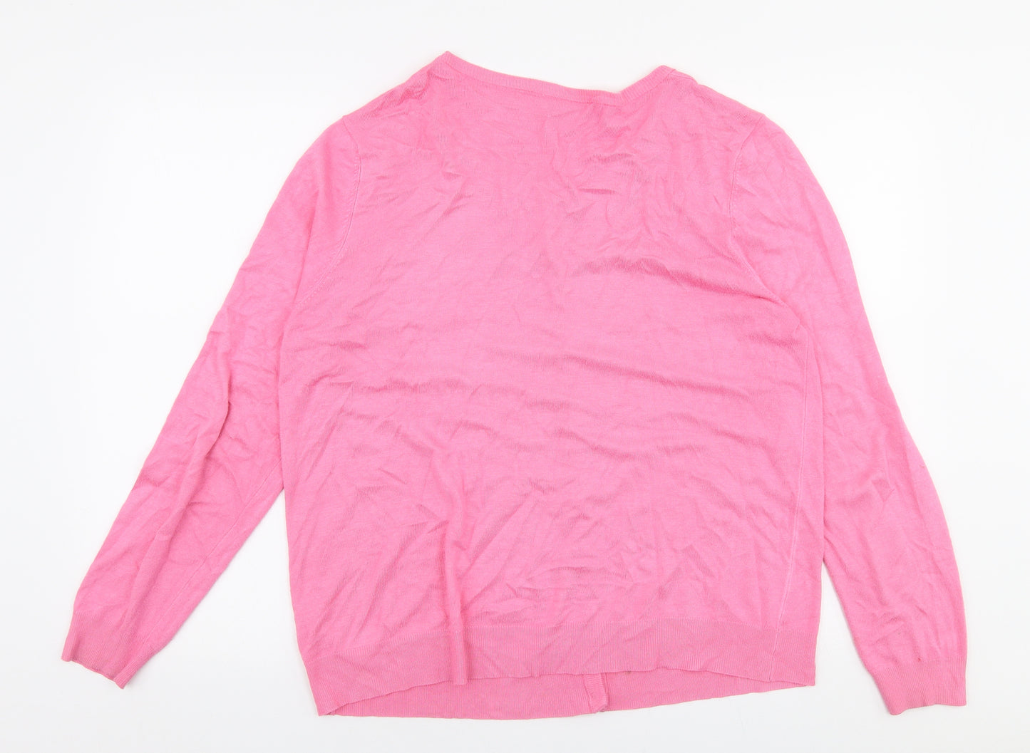 George Womens Pink Round Neck  Viscose Cardigan Jumper Size 18
