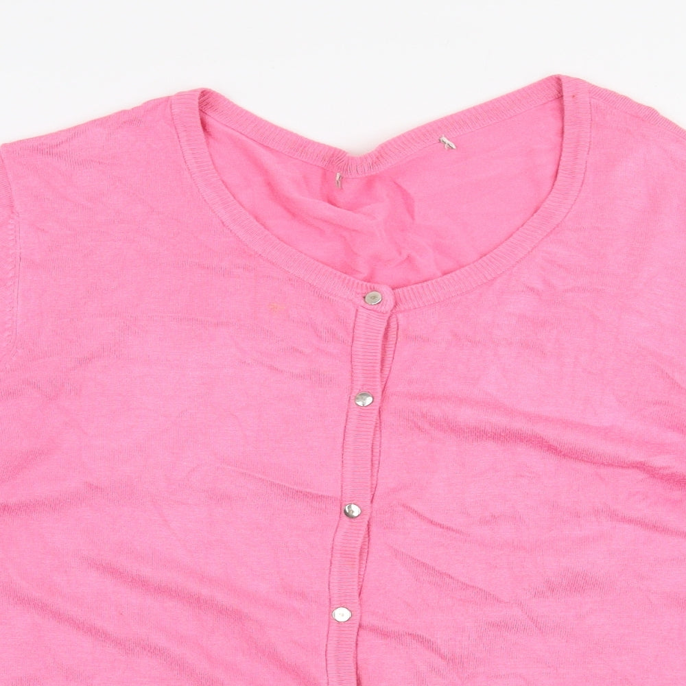George Womens Pink Round Neck  Viscose Cardigan Jumper Size 18