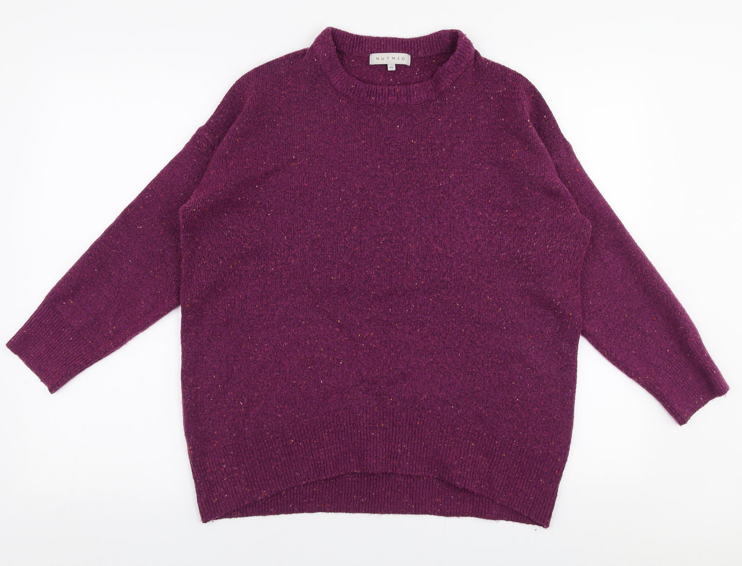 Nutmeg Womens Purple High Neck  Acrylic Pullover Jumper Size 16