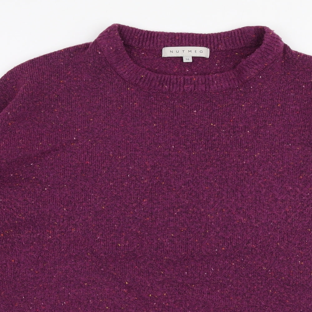 Nutmeg Womens Purple High Neck  Acrylic Pullover Jumper Size 16